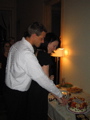 My husband and I cutting the cake